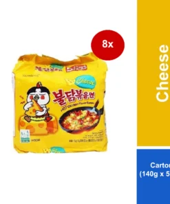 Ramen de pollo picante con queso Samyang, 140 g x 5 unidades x 8 cajas. Sabor a queso picante. Cocción rápida. Halal.
